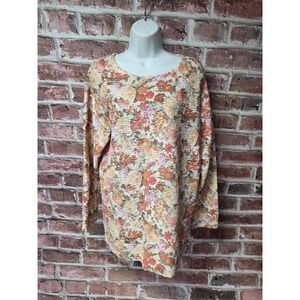 Vintage Women's CAPEZIO Long Sleeve Floral Acetate‎ Top Large